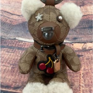 Coach “Bear” purse charm/key chain, leather